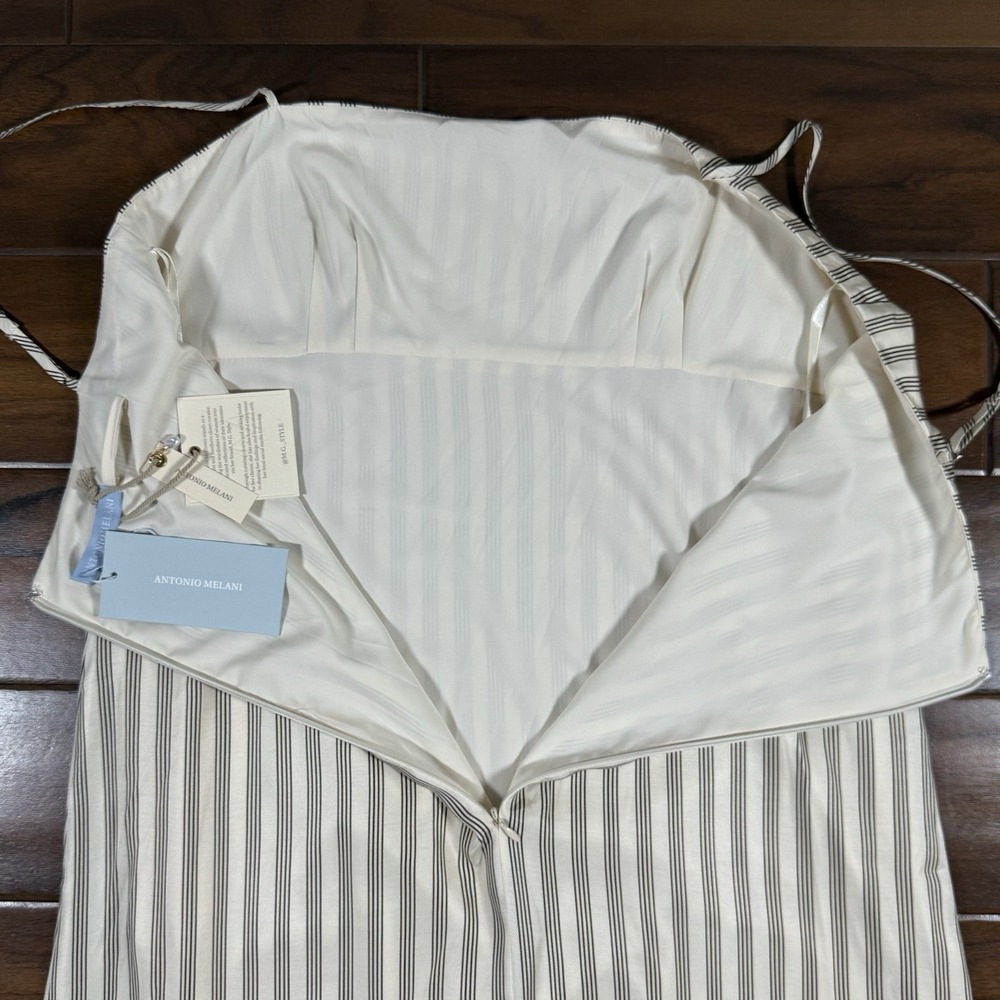 Antonio Melani M.G. Style Size 12 Cream Mallie Striped Maxi Dress Mermaid Hem - Picture 11 of 13